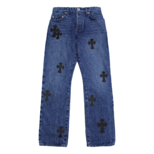 Cross Leather Patches Jeans